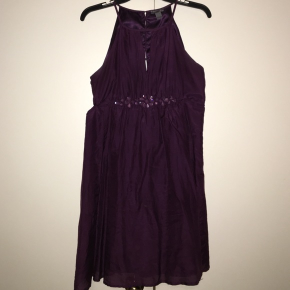 Poetry Dresses & Skirts - Plum A-Line Dress with Jeweled gathering